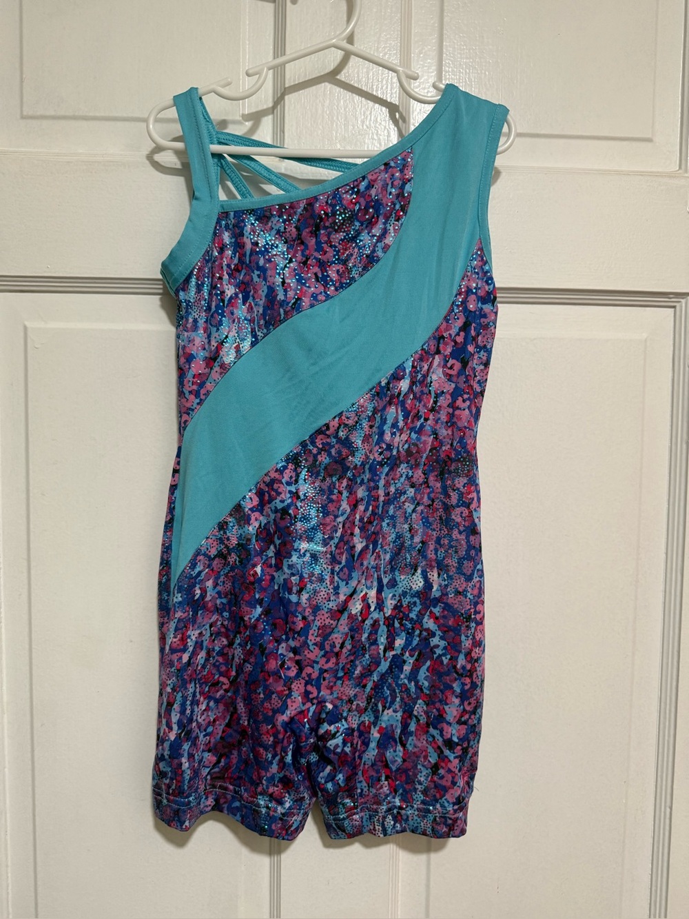 Girls Medium Gymnastics One Piece Outfit Blue Purple